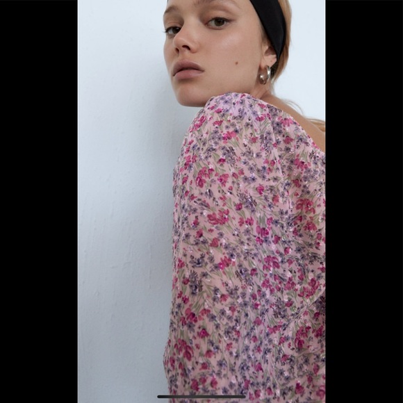 Zara printed dress with draping - Picture 3 of 9